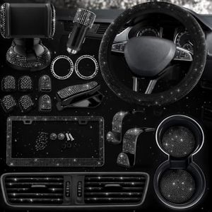 Black Bling Car Accessories Set, 27 Pcs, for Women Drivers