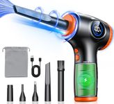 Niweya Compressed Air Duster, [LED Light & Power Display] 3-Speed Adjustable 90000RPM Electric Air Duster with 5 Switchable Nozzles, Rechargeable No Compressed Air Can for Computer/Keyboard/Car