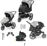 Ickle Bubba Venus Prime Jogger I-Size Travel System with Newborn Cocoon and Isofix Base (Stratus) - Space Grey