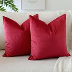 OTOSTAR Pack of 2 Velvet Soft Decorative Throw Pillow Covers 18 x 18 Inch Solid Square Cushion Case Couch Home Decor Pillow Covers for Sofa Bedroom Living Room (Red)