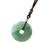 Nupuyai Green Aventurine Round Crystal Stone Donut Pendant Necklace for Women, Lucky Coin Healing Stone Pendant with Adjustable Cord