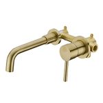 Bathroom Basin Sink Brass Mixer Taps Bathtub Single Lever Swivel Spout Faucet Wall-Mounted,Brushed Gold & Matte Black (Brushed Gold)