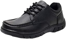 Ahannie Boys Soft School Uniform Shoes, Kids Comfort Oxford Dress Shoe(Toddler/Little Kid/Big Kid)(Color:Black-02, Size:11 Little Kid)