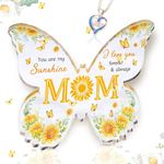 Echehi Mum Gifts Set, Beautiful Butterfly-shaped Acrylic Plaque & Heart-shaped Necklace for Mothers Birthday Gift, Mothers Day Gift, Thanksgiving Gifts