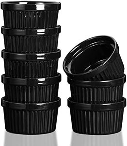 Cibeat 8 oz Ramekins Bowls, Set of 8, Porcelain Dipping Sauce Bowls, Oven Safe, Classic Style Ramekins for Baking Souffle Ramekins, Creme Brulee Porcelain Ramekins - Black