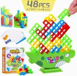 loojzz 64 Pcs Tetra Tower Fun Balance Stacking Building Blocks Board ， Attack Game Games for 2 Players，Gifts for Kids, Adults, Friends, Teams, classrooms, Family Game Nights and Parties (A) 1