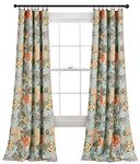 Lush Decor Sydney Light Filtering Window Curtain Panels, Pair, 52" W x 84" L, Blue & Green - Botanical Garden - Country Cottage Home Decor - Floral Curtains for Bedroom, Living Room, & Dining Room