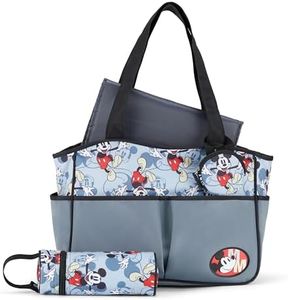 Disney Unisex Baby Multi-Functional Travel Tote Diaper Bag with Changing Pad, Mickey Red Black, Large