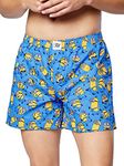 The Souled Store|Official Minions: Pattern Mens and Boys Boxer| Regular fit Graphic Printed|100% Cotton Poplin Blue Color Boxer Shorts