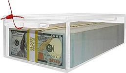 Nadex Clear Acrylic Cash Box with Slipping Cover - 5mm Box Thickness - 8mm Lock Hole - Includes 110 Pcs Bill Wrapper Straps