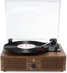 Vinyl Record Player Bluetooth with Built-in Speakers USB,Belt-Driven Vintage Turntables for Vinyl Records with 3 Speed,RCA Line Out,AUX Input Headphone Jack