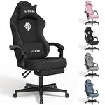 SITMOD Gaming Chair with Footrest-Computer Ergonomic Video Game Chair-Backrest and Seat Height Adjustable Swivel Task Chair for Adults with Lumbar Support(Black)-Fabric