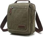 navor Small Vintage Multipurpose Canvas Crossbody Shoulder Bag Crossover Messenger Travel Work Bag Purse for Men Women -Green