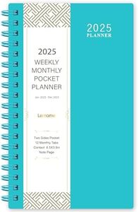 2025 Pocket Calendar/Planner - Weekly & Monthly Pocket Planner for Purse, Jan. 2025 - Dec. 2025, 6.8" x 4.1", Strong Twin - Wire Binding, Plastic Cover