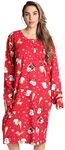 Just Love Long Sleeve Nightgown Sleepwear, Red - Holiday Friends Long Sleeve, 1X