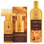 Indulekha Bringha Ayurvedic Hair Oil 100 ml, Hair Fall Control and Hair Growth with Bringharaj Oil - Comb Applicator Bottle & Women & Indulekha Bringha Ayurvedic Shampoo 200 ml