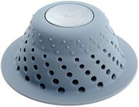 SlipX Solutions Gray Dome Drain Protector Fits Over Drains to Prevent Clogs (Designed for Pop-Up Drains, Effective Hair Catcher, Silicone & Stainless Steel)