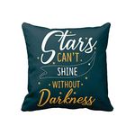 TheYaYaCafe® 12X12 inches Cushion Cover Motivational Quotes Printed Stars Cant Shine Without Darkness Sofa Throw Pillows Green