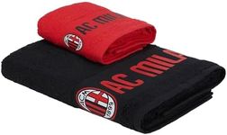 AC Milan Set of 2 Hand Towels with Logo 50 x 100 cm Cotton Official Product Red/Black