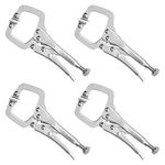 Kurtzy 13.3cm/5.23 Inches Metal Grip Locking C Clamp Pliers with Adjustable Screw and Swivel Pads (4 Pack) - Mini Easy and Quick Release Welding Pliers for Uneven Surfaces, Angles, Crafts & Hobbies