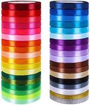 Winlyn 36 Colors 900 Yards Fabric Ribbons Satin Ribbons Metallic Glitter Ribbons Rolls Craft Ribbons Embellish Decorative Ribbons 2/5" Wide for Floral Bouquet Gifts Crafts Bows Party Wedding