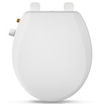 Clirass Round Bidet Toilet Seat with Quiet-Close, Non-Electric Bidet Toilet Seat with Self Cleaning Dual Nozzles, Fit Round Toilet Seat, White Bidet Seat with Brass inlet (Round)