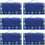 DISCOUNT PROMOS Creekside Roll Up Picnic Blankets Set of 6, Bulk Pack - Great Outdoor Blanket for Camping, Picnic, Beach, Other Outdoor Activities - Blue