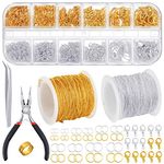 PP OPOUNT 65 Feet Jewelry Chains Necklace Chains 2 mm Jewelry Making Chains with 960 Pieces Jump Rings 40 Pieces Lobster Clasps Jewelry Making Tools for Jewelry Making(Gold, Silver, 65 Feet)