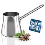 CRYSTALIA Premium Big Turkish Coffee Pot 18/10 Stainless Steel 850ml Stove Top Tea Maker, Milk Warmer, Greek Coffee Pot, Arabic Coffee Pot, Cezve Briki for Cooking, Chocolate Heater Butter Melting Cup
