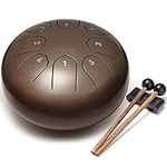 Lronbird Alloy Steel Tongue Drum 8 Notes 6 Inches Handpan Drums Concert Percussion Instruments with Pad Bag Mallets Music Book for Meditation Entertainment Musical Education Zen Yoga Gift (Bronze)