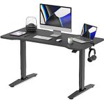 Fenge Height Adjustable Standing Desk Dual Motor Electric Sit Stand Desk 140x70cm Whole Piece Desktop Home Office Computer Table, Unique Integrated Controller,Black Desktop+Black Leg