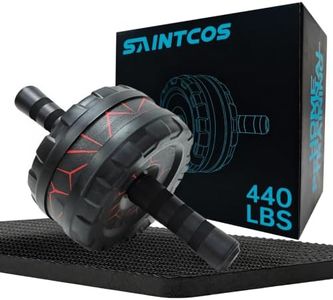 SaintCos Ab Roller Wheel for Abs Workout - Core Strength Training Equipment for Home Gym with Knee Pad, Abdominal Exercise Wheel for Men and Wome - Red Line