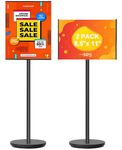 2 Pack Adjustable Sign Holder, Rimless 8.5x11 inches Standing Floor Sign Stand, Both Vertical & Horizontal View Displayed，Great Choice for Showcasing Events