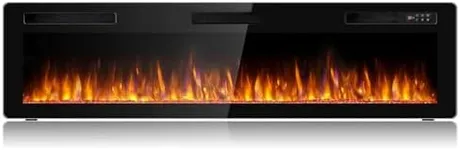 BOSSIN 72 inch Ultra-Thin Silence Linear Electric Fireplace, Recessed Wall Mounted Fireplace, Fit for 2 x 4 and 2 x 6 Stud, 12 Adjustable Flame Color & Speed,Touch Screen Remote Control with 8h Timer
