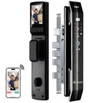 Elara Apex Lite Smart Door Lock, HD Display, Camera, Fingerprint, RFID Card Scanner, Pin Unlock, One Touch Lock, LED Light, Alarm Alert, Bluetooth & WiFi, Black,