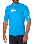 Quiksilver Men's All Time Short Sleeve Rashguard UPF 50 Sun Protection Surf Shirt Rash Guard, Blithe, Medium