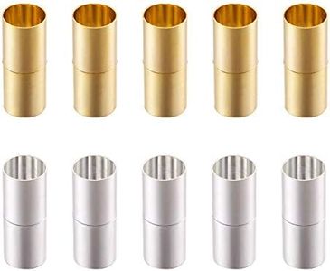 PandaHall - Juego de 10 cierres magnéticos de latón para joyería, tapas de cordón magnético dorado y plateado para hacer pulseras, collares y joyas
