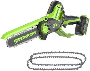 Greenworks 24V Mini-Kettensäge 4-Zoll (10 cm) kabellose Akku-Kettensäge ohne Akku und Ladegerät + Greenworks Kettensägekette im 2er-Pack für 4-Zoll (10 cm) Bar