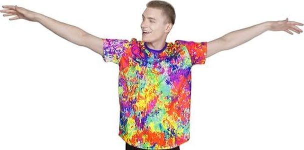 aofmoka Neon Glow Blacklight Snow Square Sunset Ocean Mountain Palms Hybrid Surf Ski Tropical Dream Fluorescent Art Wave Sky Radiant Festival Visual Street Style Adventure Horizon Large T-Shirt Men