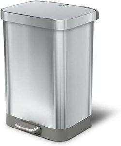 Glad Stainless Steel Step Trash Can with Clorox Odor Protection | Large Metal Kitchen Garbage Bin with Soft Close Lid, Foot Pedal and Waste Bag Roll Holder, 13 Gallon, All Stainless