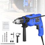 850W Power Electric Hammer Drill, 2 in 1 Function Rotary Hammer Drill, Variable Speed with Impact Drill Bits, 13mm Metal Chuck, Depth Gauge, Chuck Key Impact Electric Hammer Gun for Home, DIY