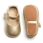 Felix & Flora Baby Infant Girls Soft Sole Floral Princess Mary Jane Shoes Prewalker Wedding Dress Shoes(Gold,18-24 Months Infant)