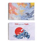 Papboo Magic & Marble- A5 Artist Sketch Book - Drawing Book, with Back Support-Cartridge 140 GSM- 2 * 60 Pages- (Matte Finished Cover)