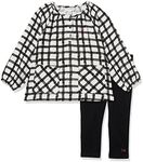 Calvin Klein Girls 2-Piece Tunic & Legging Set, Everyday Casual Wear, Ultra-Soft & Comfortable Fit, Black/White, 2 Years