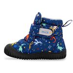 JAN & JUL Lightweight Pull On Winter Snow Boots for Boys (Space Dinos, Size 7 Toddlers)