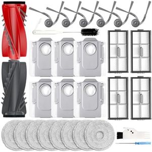 29PCS SAROS 10R Accessories Sets for Roborock SAROS 10R/Qrevo CurvX/Qrevo Curv 2 Pro Robot Vacuum, Qrevo CurvX Replacements Kits: 2 Roller Brushes, 8 Mop Pads, 4 Filters, 6 Dust Bags, 6 Side Brushes