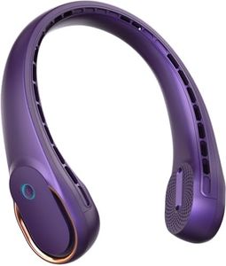 FrSara Neck Fan, Bladeless Neck Fan,Upgraded 5200mAh,Long Endurance,Upgraded air volume,Easier to Use,360° Cooling,No Hair Twisting,Non-Slip Material,Rechargeable,3-Speed Purple