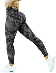 KYDO ACTIVE Women Scrunch Butt Lifting Leggings Seamless High Waisted Squat Proof Workout Yoga Pants (Small, Black Tie Dye)