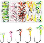 Fishing Jig Head Hooks Kit, 65pcs Jig Fishing Lures Crappie Bass Walleye Jig Heads for Fishing Round Painted Ball Head Hooks Freshwater Saltwater Jig Heads Tackle Box