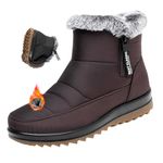 MAOAEAD Women's Winter Waterproof Non-Slip Fleece Snow Boots Warm Fur Lined Winter Ankle Boots Comfortable Outdoor Fleece Shoes (Brown,38)